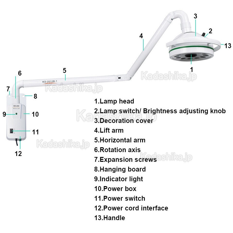 KWS® KD-2012D-3B歯科手術用LED無影灯 36W照明灯(スタンド付き、壁掛け式)